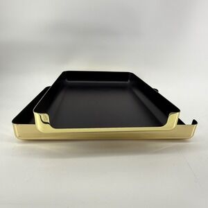 Vtg 1984 Eldon Emphasis 6000 Brass Gold & Black Desk paper Tray set of 2 HEAVY